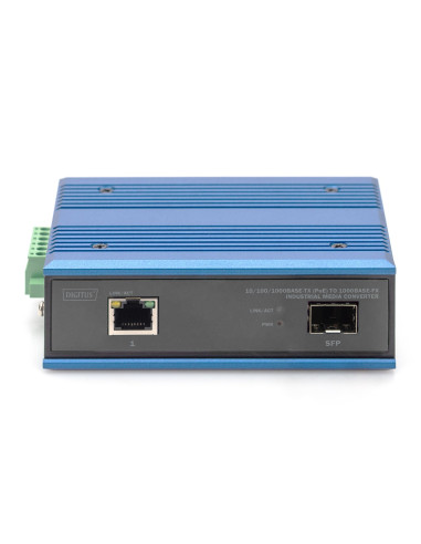Przemysłowy Mediakonwerter 1000Base-Tx Poe 30W - 1000Base-Fx Sfp (Bez Modułu) Din Rozszerzony Zakres Temp