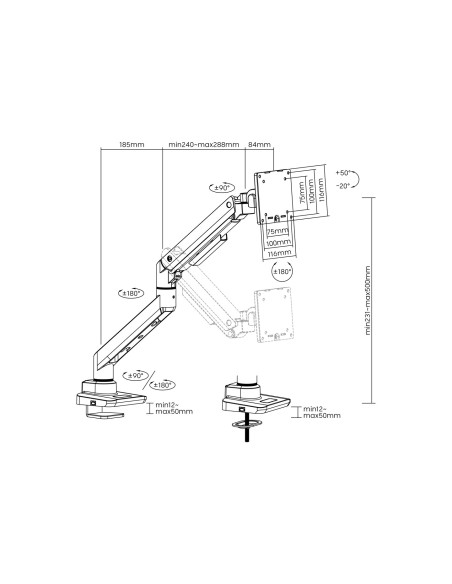 Equip Uchwyt Biurkowy 17"-49"/1Tft Sprężyna Gazowa 20Kg Detaliczny