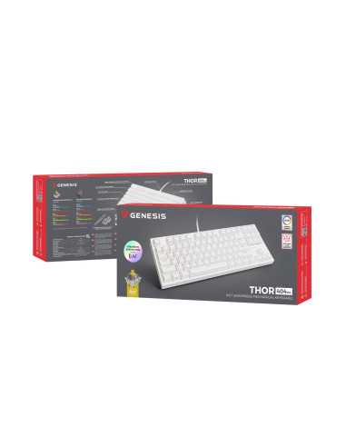 Genesis Thor 404 Tkl Klawiatura Gaming Usb Qwerty Amerykański Międzynarodowy Biały