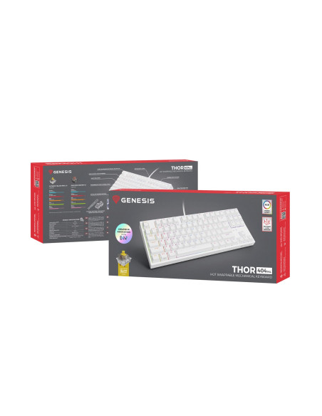 Genesis Thor 404 Tkl Klawiatura Gaming Usb Qwerty Amerykański Międzynarodowy Biały