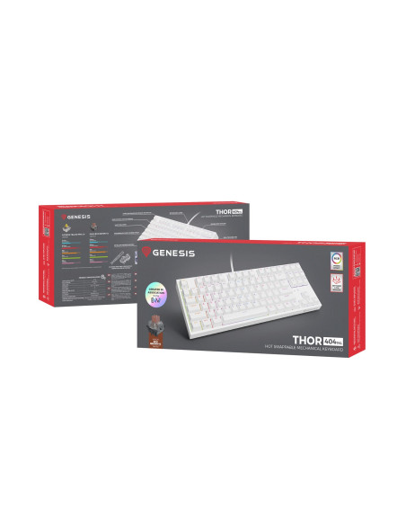 Genesis Thor 404 Tkl Klawiatura Gaming Usb Qwerty Amerykański Międzynarodowy Biały