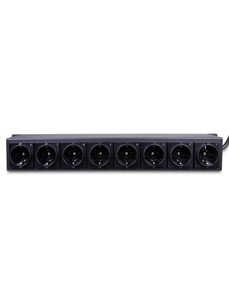Lindy 73025 Rozdzielacz Zasilania Pdu 8 X Gniazdo Sieciowe 1.5U Czarny