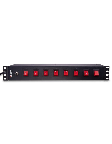 Lindy 73025 Rozdzielacz Zasilania Pdu 8 X Gniazdo Sieciowe 1.5U Czarny