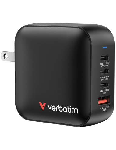 Verbatim Mini Gan Ładowarka 100W 3Xusb-C Pd, 1Xusb-A Qc 3.0