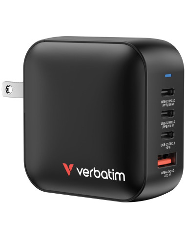 Verbatim Mini Gan Ładowarka 100W 3Xusb-C Pd, 1Xusb-A Qc 3.0