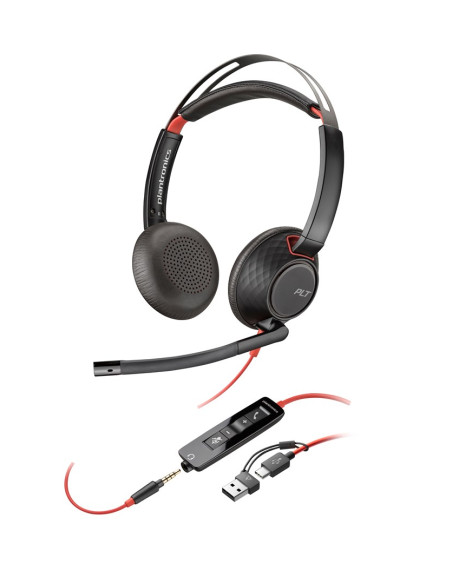 Słuchawki Poly Blackwire 5220 Stereo Usb-C Headset +3.5Mm Plug +Usb-C/A Adapter Retail Packaging