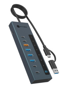 Icy Box Ib-Hub1743-Cpd Usb 3.2 Gen 2 (3.1 Gen 2) Type-A + Type-C 10000 Mbit/S Niebieski
