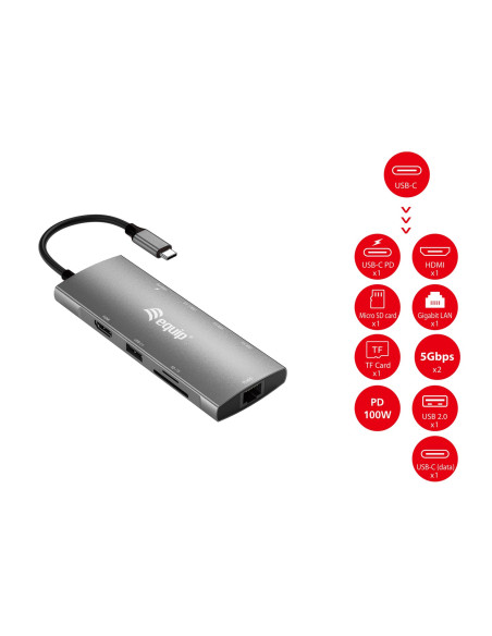 Equip 133490 Stacja Dokująca Przewodowa Usb 3.2 Gen 1 (3.1 Gen 1) Type-C Szary