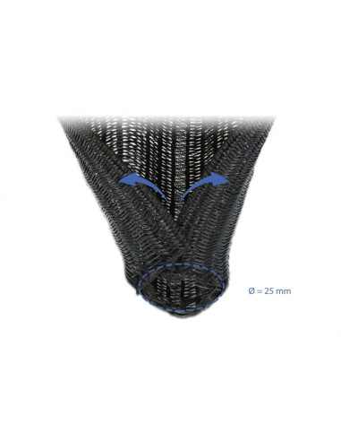 Delock Koszulka Pleciona, Rozciągana 10 M X 25 Mm Czarna