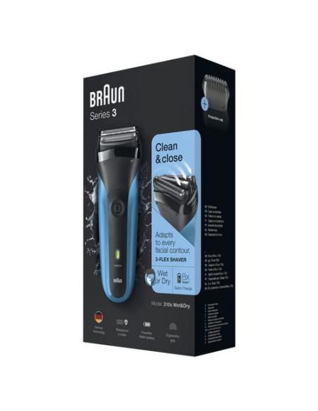 Golarka Elektryczna Braun Series 3 310S Maszynka Do Golenia Czarny, Niebieski