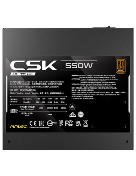 Zasilacz Antec Csk 550 Dc Ec 80+B 550W Sprzedaż Detaliczna
