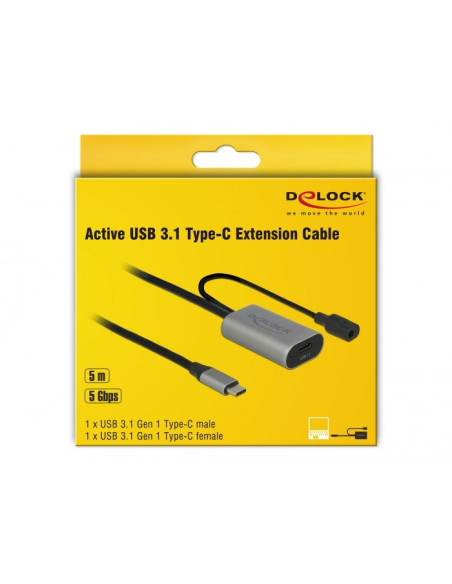 Delock 85392 Kabel Usb Usb 3.2 Gen 1 (3.1 Gen 1) 5 M Usb C Czarny, Szary