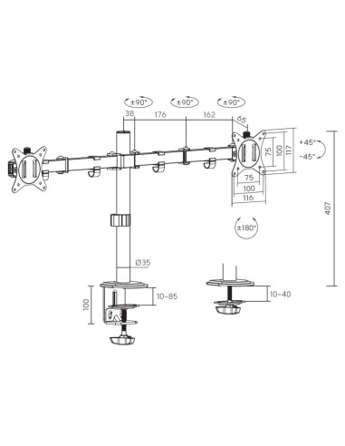 Equip 650167 Uchwyt / Stojak Do Monitorów 81,3 Cm (32") Biurko Biały