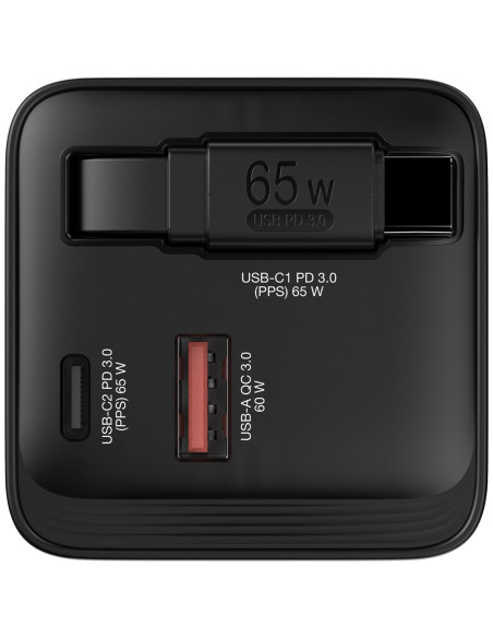 Ładowarka Verbatim Gan 65W 2Xusb-C Pd,1Xusb-A, Retrac. Przewód 32217