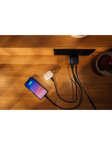 Ładowarka Verbatim Gan 65W 2Xusb-C Pd,1Xusb-A, Retrac. Przewód 32217