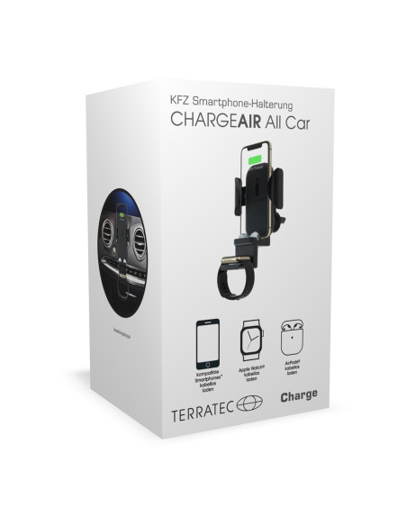 Terratec Chargeair All Car Uchwyt Aktywny Telefon Komórkowy/Smartfon, Smartwatch Czarny