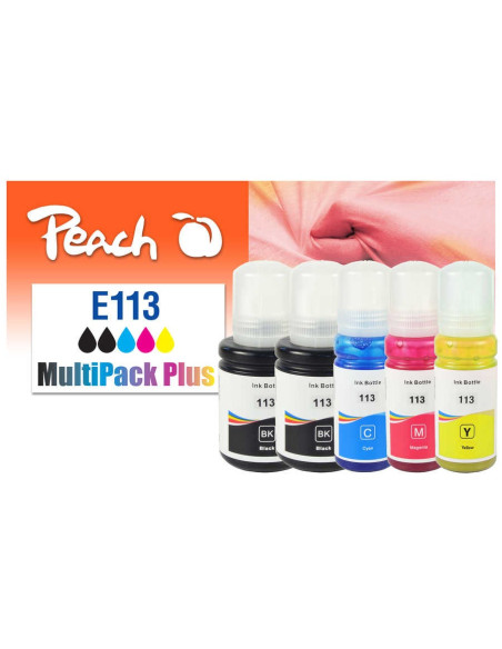 Peach 321323 Nabój Z Tuszem 5 Szt. Zamiennik Standardowa Wydajność Czarny, Cyjan, Purpurowy, Żółty