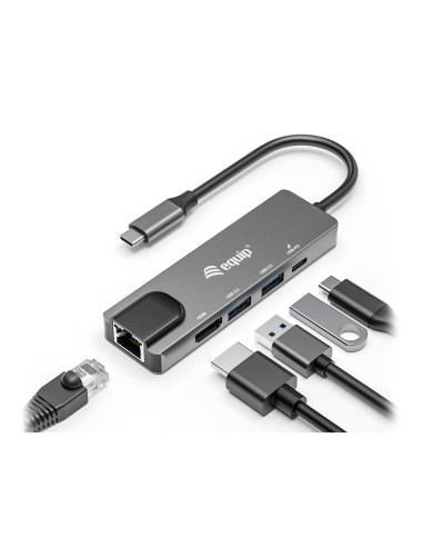 Equip 133489 Stacja Dokująca Przewodowa Usb 3.2 Gen 1 (3.1 Gen 1) Type-C Szary