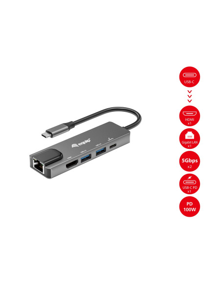 Equip 133489 Stacja Dokująca Przewodowa Usb 3.2 Gen 1 (3.1 Gen 1) Type-C Szary