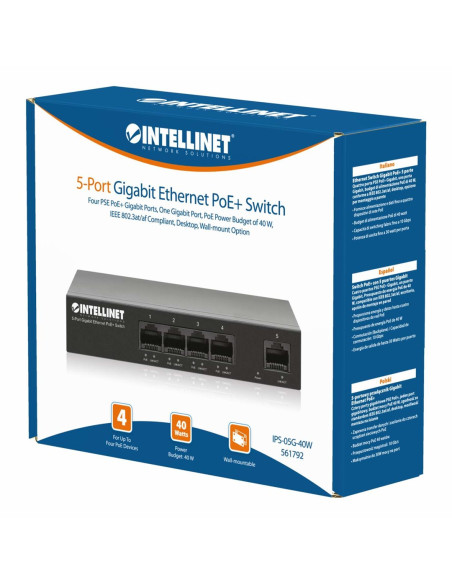 Intellinet 561792 Przełącznik Sieciowy Gigabit Ethernet (10/100/1000) Obsługa Poe Czarny