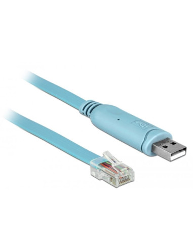 Delock Przejściówka Usb 2.0 Typ-A Męska   1 X Serial Rs-232 Rj45 Męska 2,0 M Niebieski