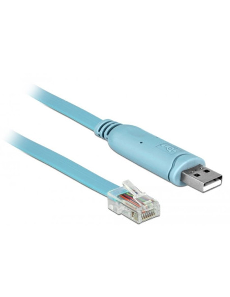 Delock Przejściówka Usb 2.0 Typ-A Męska   1 X Serial Rs-232 Rj45 Męska 2,0 M Niebieski