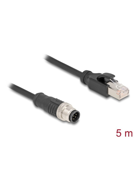 Delock Kabel M12 A-Coded 8 Pin, Męski Na Rj45 Męski Pvc, 5 M