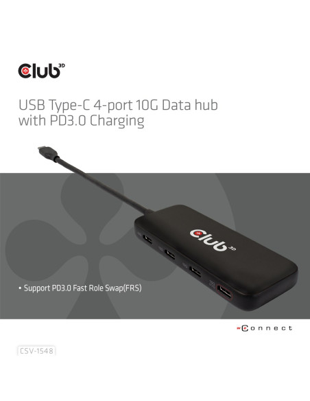 Club3D Csv-1548 Stacja Dokująca Przewodowa Usb 3.2 Gen 1 (3.1 Gen 1) Type-C Czarny