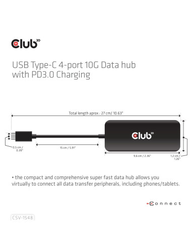 Club3D Csv-1548 Stacja Dokująca Przewodowa Usb 3.2 Gen 1 (3.1 Gen 1) Type-C Czarny