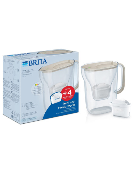 Dzbanek Filtrujący Brita Style Essential+4 Wkłady Maxtrapro Pp (Piaskowy  2,4L)