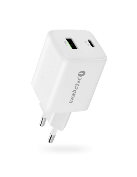 Everactive Ładowarka Sieciowa Gan 1 X Usb Oraz 1 X Usb-C Quick Charge 4.0 45W Biała Sc-450Q