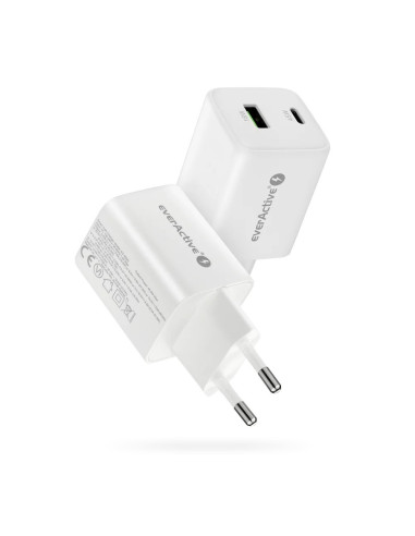 Everactive Ładowarka Sieciowa Gan 1 X Usb Oraz 1 X Usb-C Quick Charge 4.0 45W Biała Sc-450Q