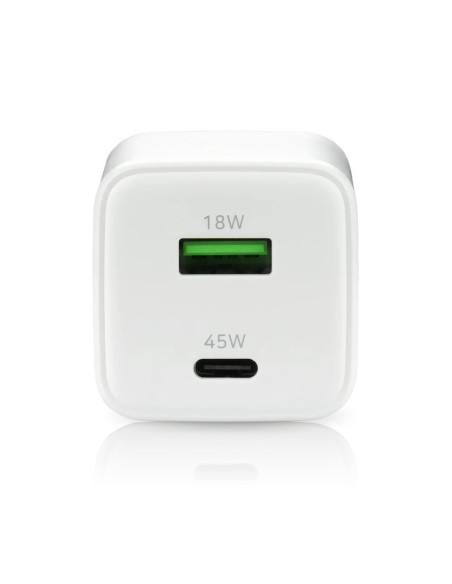 Everactive Ładowarka Sieciowa Gan 1 X Usb Oraz 1 X Usb-C Quick Charge 4.0 45W Biała Sc-450Q