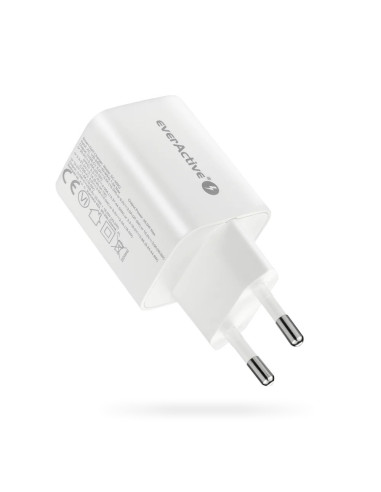 Everactive Ładowarka Sieciowa Gan 1 X Usb Oraz 1 X Usb-C Quick Charge 4.0 45W Biała Sc-450Q