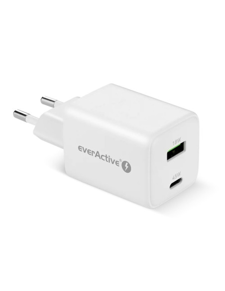 Everactive Ładowarka Sieciowa Gan 1 X Usb Oraz 1 X Usb-C Quick Charge 4.0 45W Biała Sc-450Q