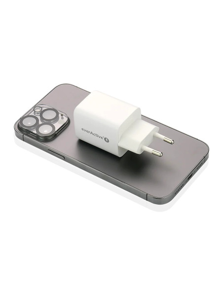 Everactive Ładowarka Sieciowa Gan 1 X Usb Oraz 1 X Usb-C Quick Charge 4.0 45W Biała Sc-450Q