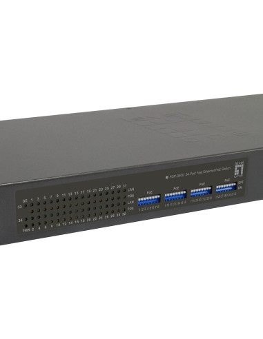 Levelone Fgp-3400W380 Przełącznik Sieciowy Nie Zarządzany Fast Ethernet (10/100) Obsługa Poe Czarny