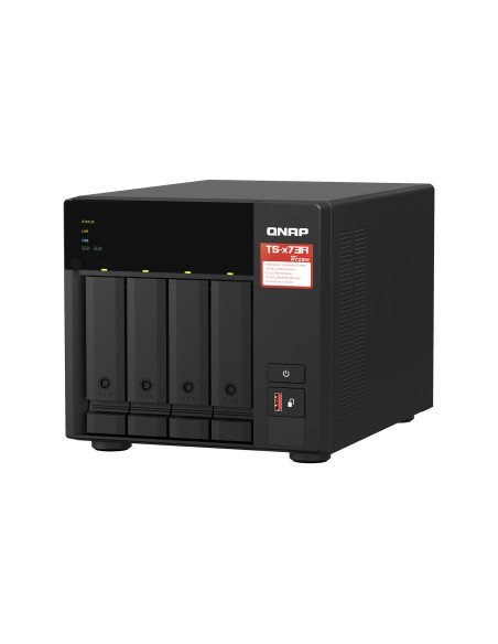 Qnap Ts-473A-8G, Tower, 4 X 2.5"/3.5" Sata , Amd Ryzen V1500B 4C/8T, 8Gb Ddr4 (Max. 64Gb), 2 X 2.5Gbe, Optional 10Gbe, Single Ps