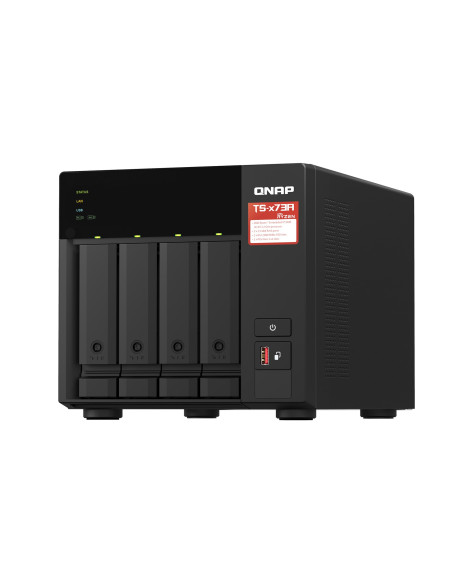 Qnap Ts-473A-8G, Tower, 4 X 2.5"/3.5" Sata , Amd Ryzen V1500B 4C/8T, 8Gb Ddr4 (Max. 64Gb), 2 X 2.5Gbe, Optional 10Gbe, Single Ps