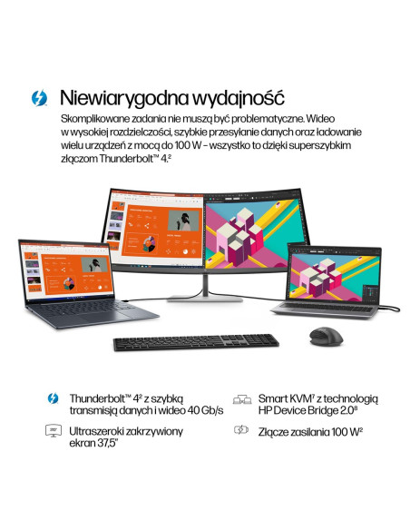 Monitor Hp Led 37,5” S7 Pro 738Pu (8K167Aa) Curved Ips Wqhd+ Hdr400 Rj-45 Thunderbolt 4