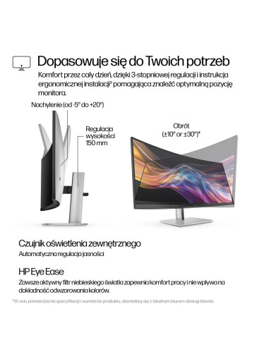 Monitor Hp Led 37,5” S7 Pro 738Pu (8K167Aa) Curved Ips Wqhd+ Hdr400 Rj-45 Thunderbolt 4