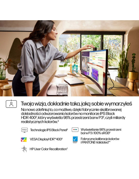 Monitor Hp Led 34” S7 Pro 734Pm (8K157Ut) Curved Ips 120Hz Wqhd Kamera Rj-45 Thunderbolt 4