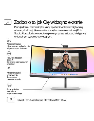 Monitor Hp Led 34” S7 Pro 734Pm (8K157Ut) Curved Ips 120Hz Wqhd Kamera Rj-45 Thunderbolt 4