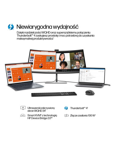Monitor Hp Led 34” S7 Pro 734Pm (8K157Ut) Curved Ips 120Hz Wqhd Kamera Rj-45 Thunderbolt 4