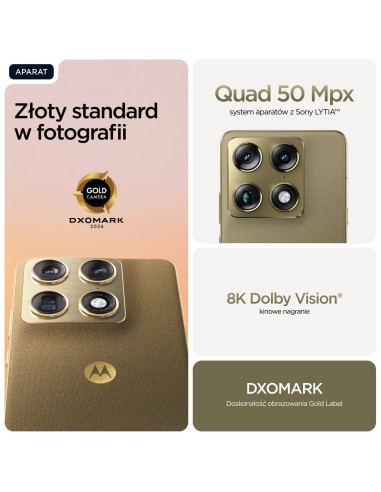 Motorola Signature 17,2 Cm (6.78") Dual Sim Android 16.0 5G Usb Type-C 16 Gb 512 Gb 5200 Mah Złoto