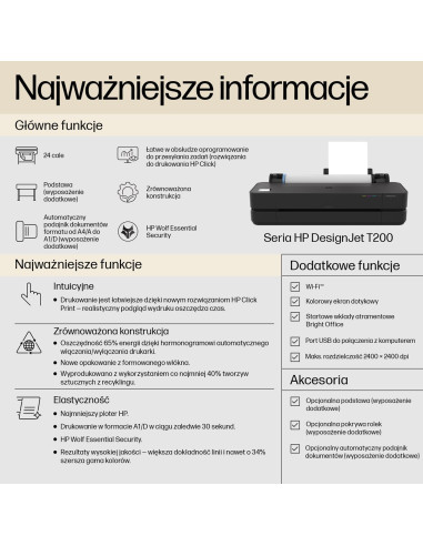Hp Designjet Drukarka T250, 24-Calowa, Wersja Na Rok 2025