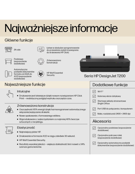 Hp Designjet Drukarka T250, 24-Calowa, Wersja Na Rok 2025
