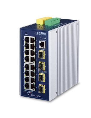 Planet Igs-6325-16T4S Przełącznik Sieciowy Zarządzany L3 Gigabit Ethernet (10/100/1000) Niebieski, Szary