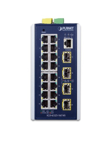 Planet Igs-6325-16T4S Przełącznik Sieciowy Zarządzany L3 Gigabit Ethernet (10/100/1000) Niebieski, Szary