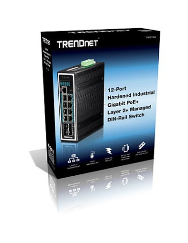 Przełącznik Przemysłowy Trendnet 12Port Gbit Zarządzany L2+ Poe+ Metal